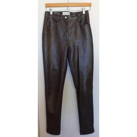 Wilfred Aritzia The Melina Pants Womens 4 Brown Vegan Faux Leather High Rise - Picture 2 of 10